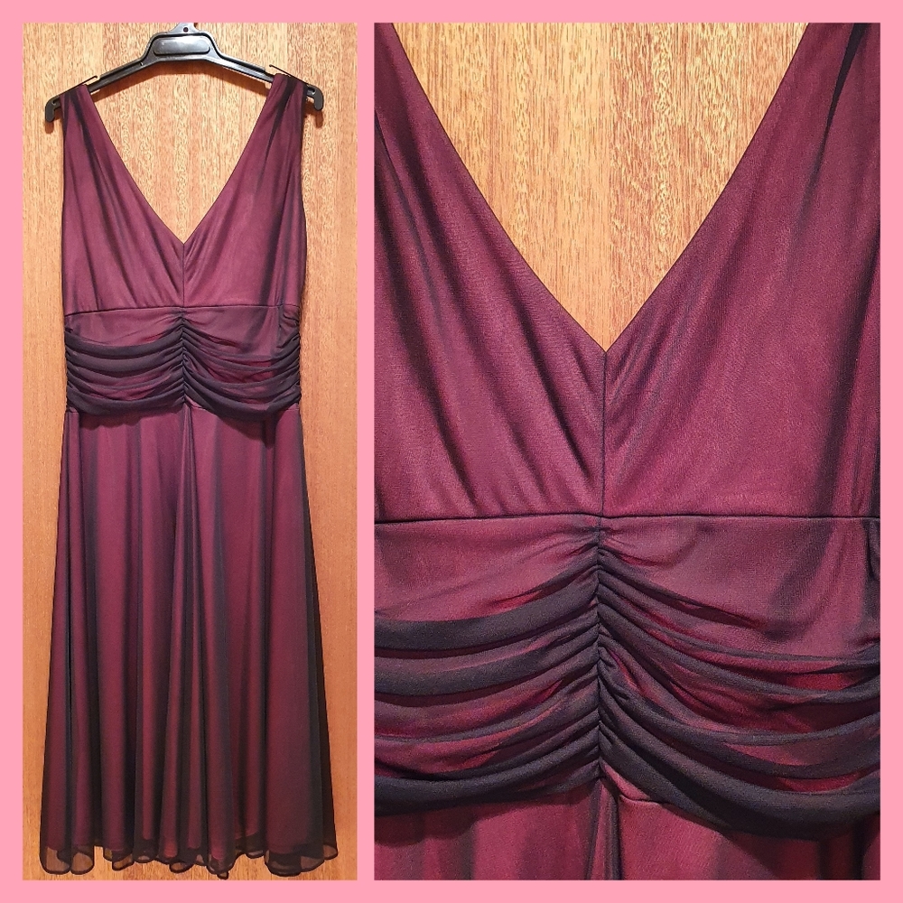 π YESSICA Pink & Black Cocktail Dress Size UK 16 π - Picture 2 of 8